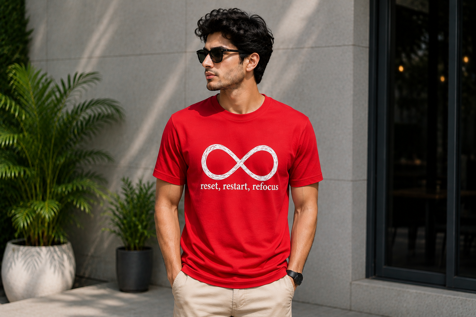 Reset Restart Refocus Infinity Printed T-Shirt