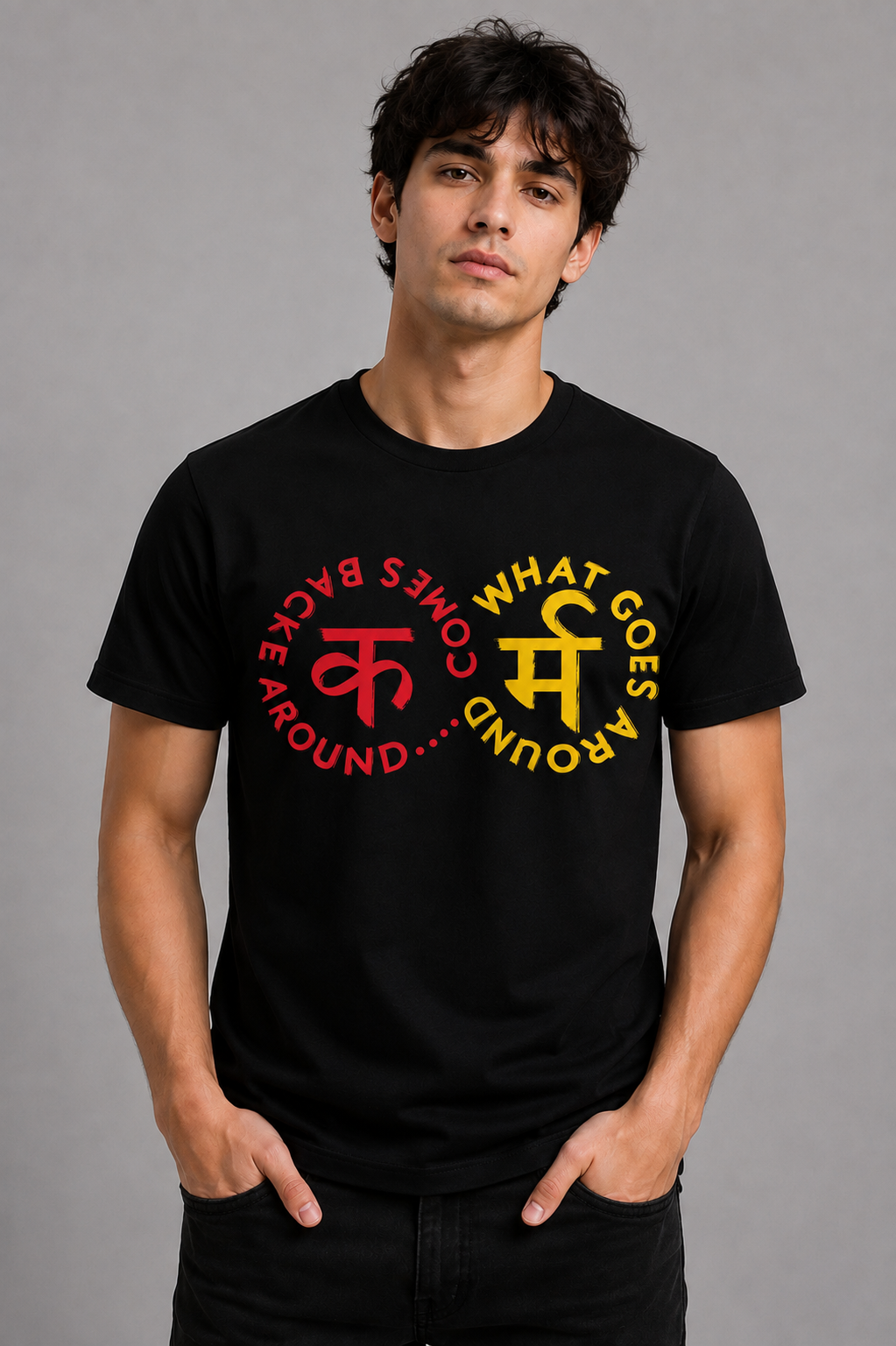Karma Hindi Typography Printed T-Shirt