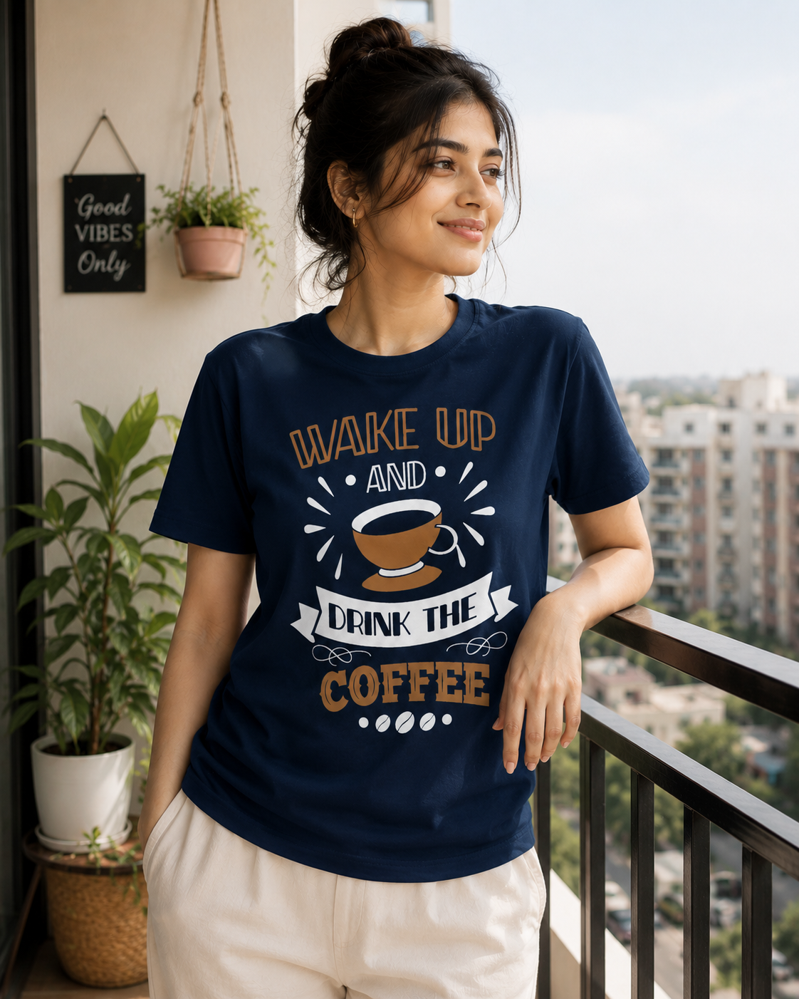 Wake Up & Drink The Coffee Printed T-Shirt