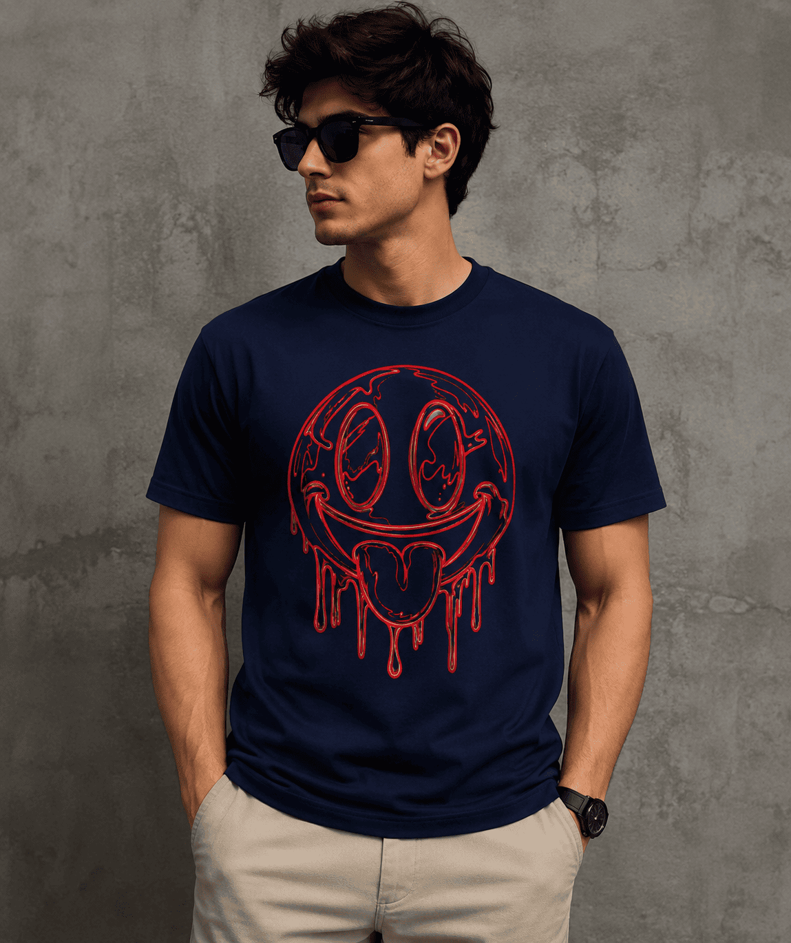 Melting Smiley Graphic Printed T-Shirt